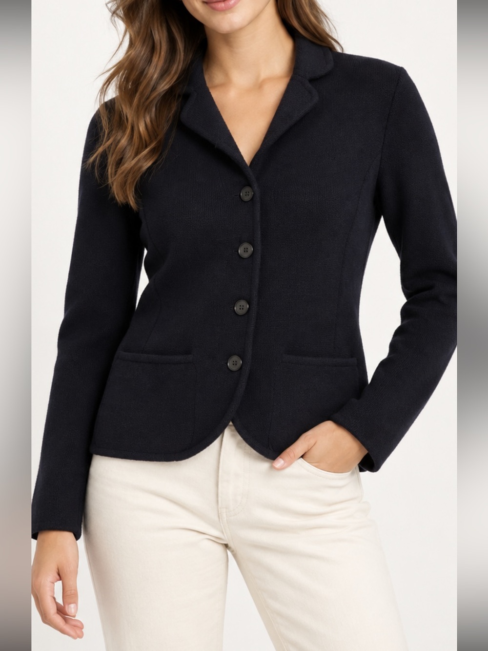 Lauren Ralph Lauren Women’s PM 100% Merino Wool Navy Knit Blazer Cardigan